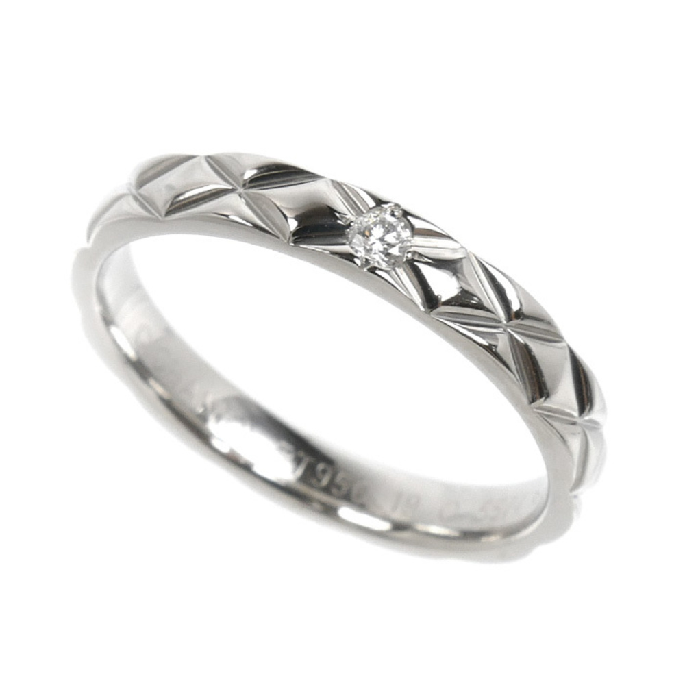 CHANEL Pt950 Platinum Matelassé 1PD Ring J2822 Diamond 61 6.2g Men's